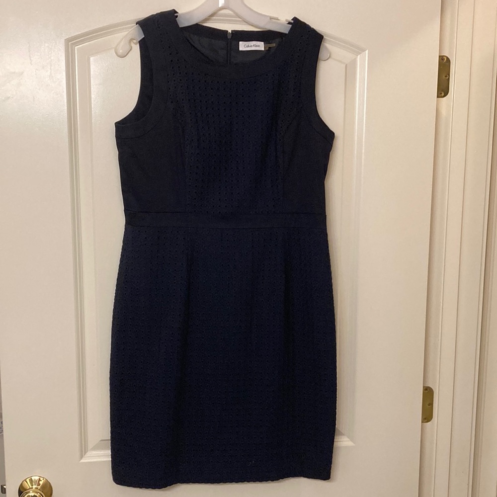 Calvin Klein size 12 navy blue eyelet dress